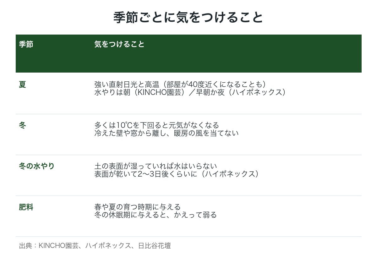 夏と冬に気をつけることの表